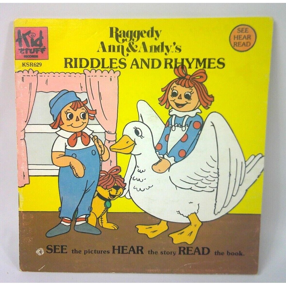 Vintage Raggedy Ann & Andy's Riddles and Rhymes Book & Record See Hear Read